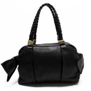 Salvatore Ferragamo Vara Shoulder Bag Black Gold Leather